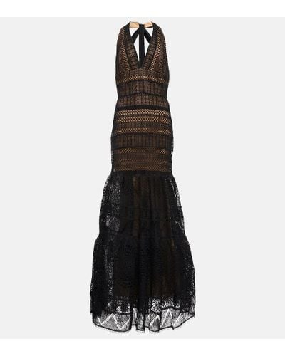 Elie Saab V-neck Macramé Gown - Black