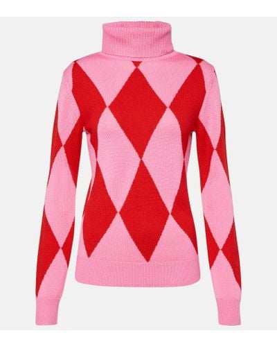 Perfect Moment Intarsia Wool Turtleneck Sweater - Red