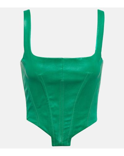 Stouls Top stile corsetto Bella in pelle - Verde