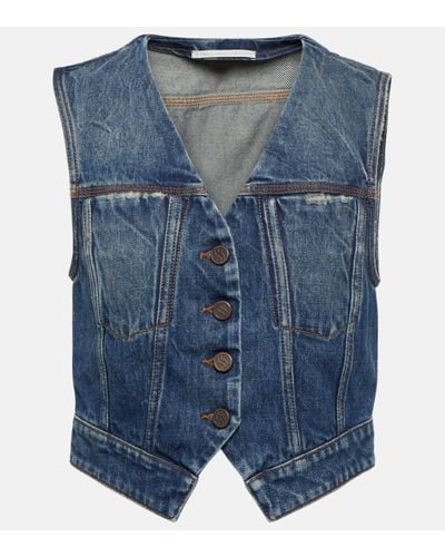 Stella McCartney Gilet raccourci en jean - Bleu