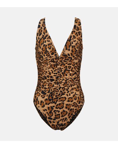 Karla Colletto Printed V-neck Swimsuit - Brown