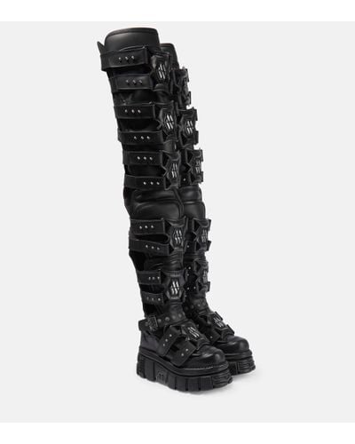 Vetements X New Rock Leather Platform Boots - Black