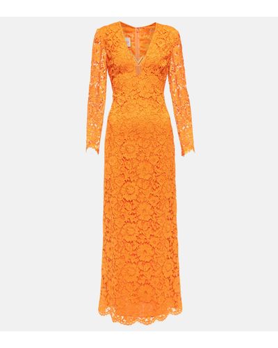 Valentino Vgold Lace Midi Dress - Orange