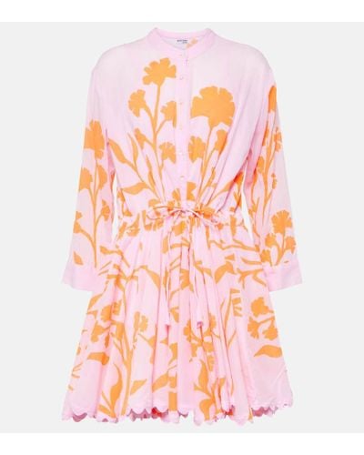 Juliet Dunn Floral Cotton Minidress - Pink