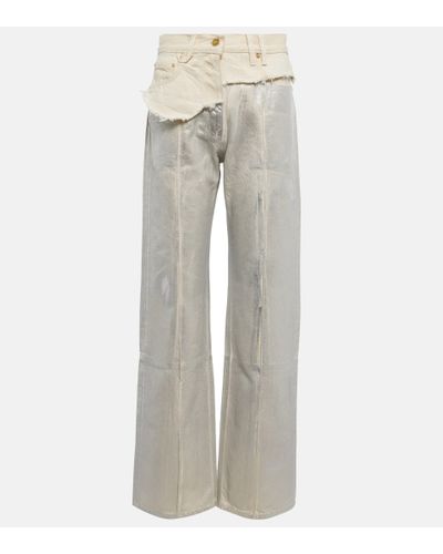 Jacquemus De Nimes Bordado High-rise Metallic Jeans - Gray