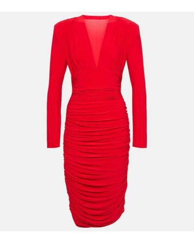 Norma Kamali Ruched Midi Dress - Red