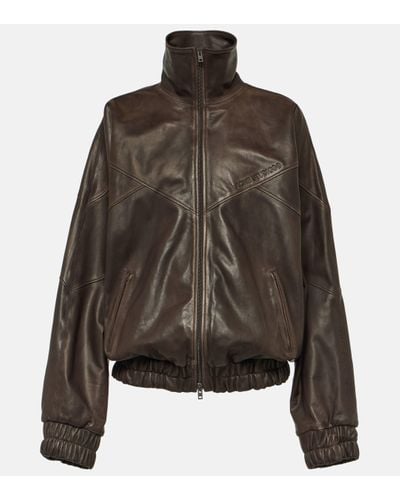 Acne Studios Letty Leather Bomber Jacket - Brown