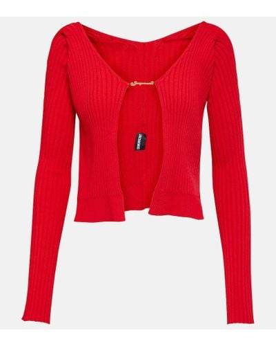 Jacquemus Ribbed Open Cardigan - Red
