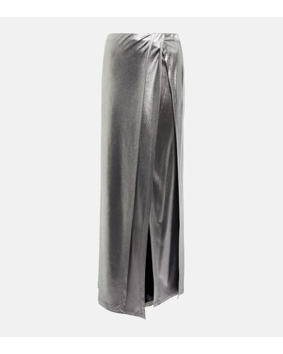 Loewe Draped Laminated Jersey High-rise Maxi Skirt - Gray
