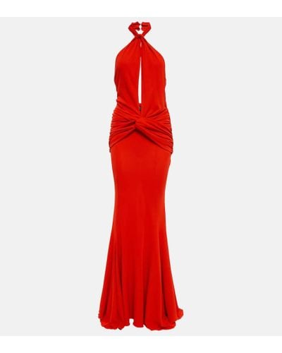 Blumarine Vestido de fiesta con cuello halter y abertura - Rojo
