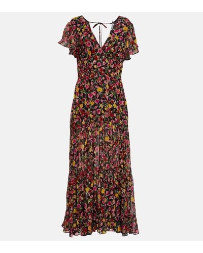 RIXO London Delicia Floral-print Metallic Fil Coupé Chiffon Maxi Dress - Multicolor
