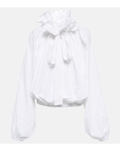 Patou Blusa de algodon con cuello de volantes - Blanco
