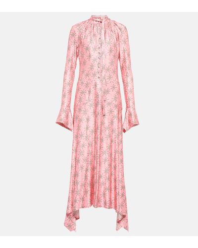 Rabanne Printed Tie-neck Midi Dress - Pink
