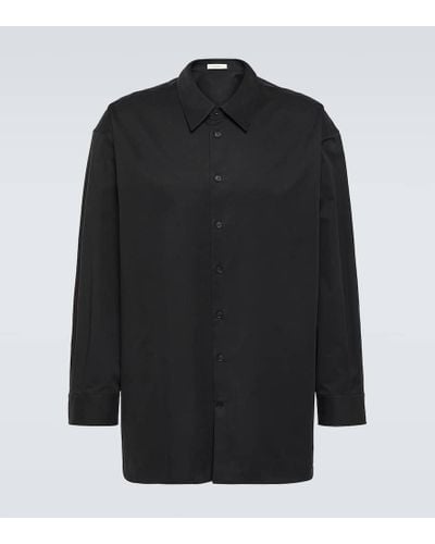 The Row Lukre Oversized Cotton-blend Poplin Shirt - Black