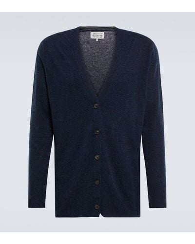 Maison Margiela Cardigan en laine melangee - Bleu