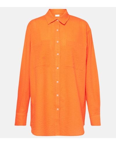 JADE Swim Mika Sheer Cotton Shirt - Orange