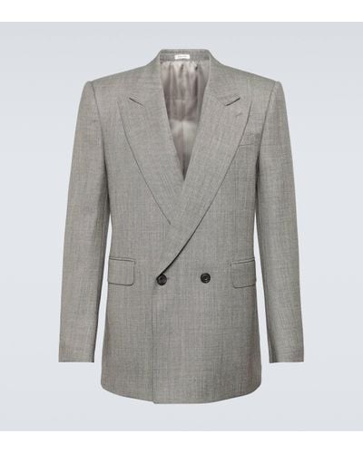 Alexander McQueen Double-breasted Wool Suit Jacket - Grey