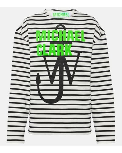 JW Anderson X Michael Clark Striped Cotton Jersey Sweatshirt - Green