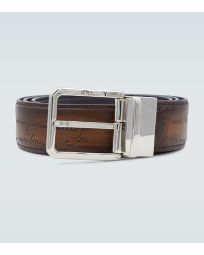 Berluti Scritto Reversible Leather Belt - Multicolor