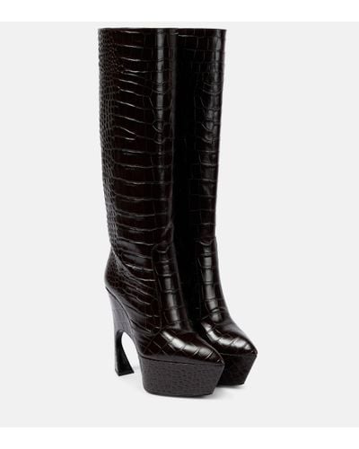 Victoria Beckham Bottes en cuir embosse - Noir