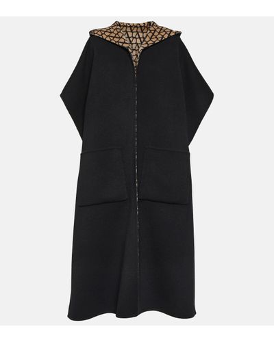 Valentino Cape Toile Iconographe en laine - Noir