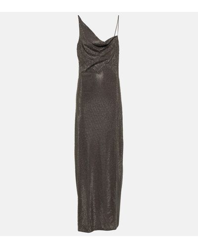 Stella McCartney Asymmetric Embellished Maxi Dress - Metallic