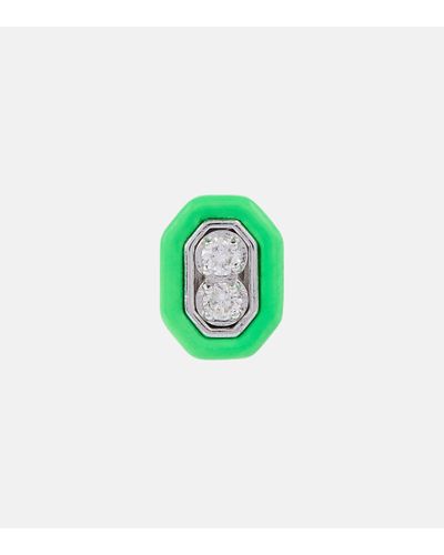 Eera Roma 18kt White Gold Single Earring With Diamonds - Green
