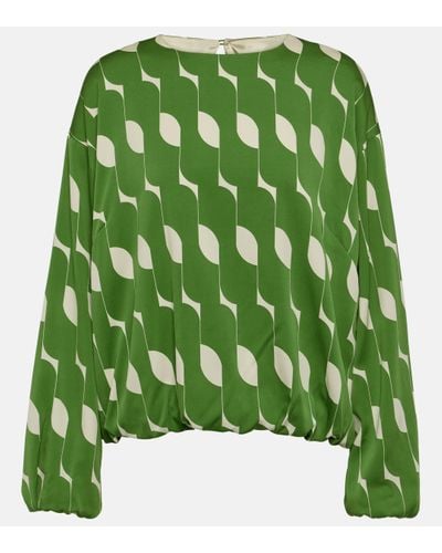 Dries Van Noten Printed Silk-blend Midi Dress - Green