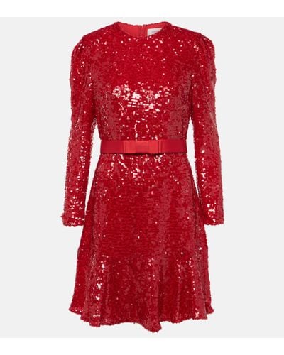 Erdem Bow-detail Sequined Minidress - Red
