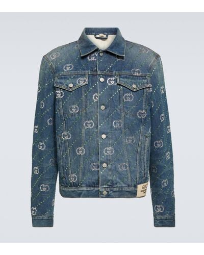 Gucci GG Motif Denim Jacket - Blue