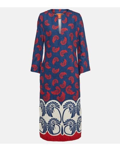 La DoubleJ Monogram-pattern Midi Dress - Blue