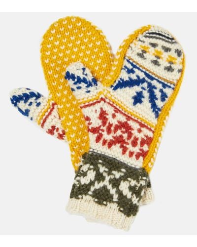 Loro Piana Bernina Jacquard Cashmere Mittens - Yellow