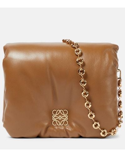 Loewe Goya Puffer Leather Shoulder Bag - Brown