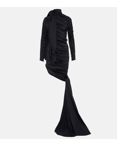 Balenciaga Ruched Asymmetric Minidress - Black