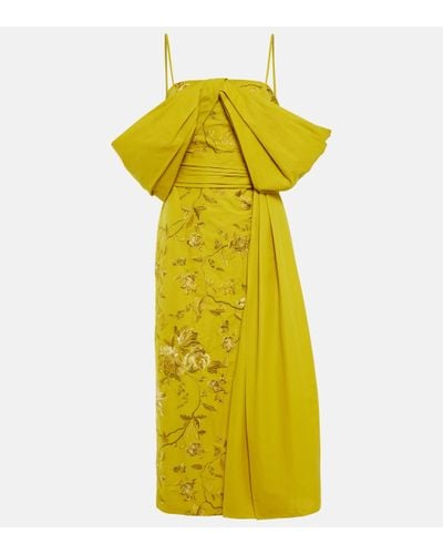 Erdem Evora Off-shoulder Embroidered Dress - Yellow