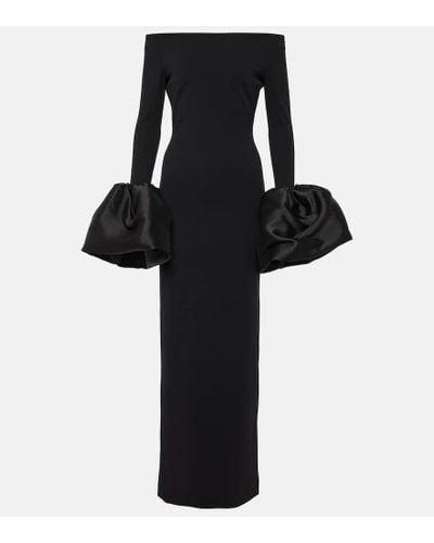 Solace London Talia Off-shoulder Crepe Gown - Black