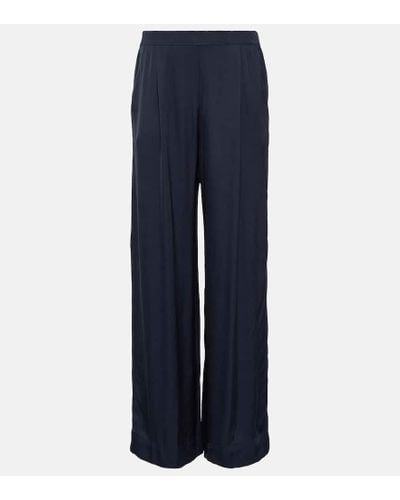Velvet Pantalones anchos Livi de saten - Azul