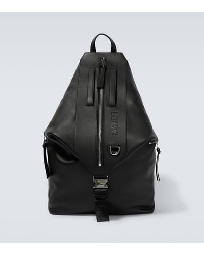 Loewe Debossed Leather Backpack - Black