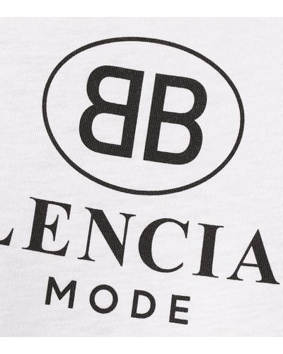 Balenciaga Short-sleeve Cotton Logo Tee in White - Lyst