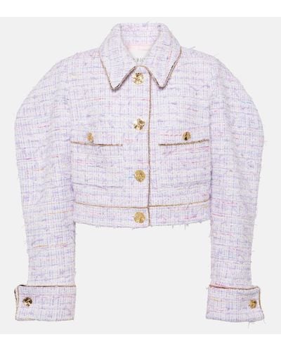 Nina Ricci Cropped Cotton-blend Tweed Jacket - Blue