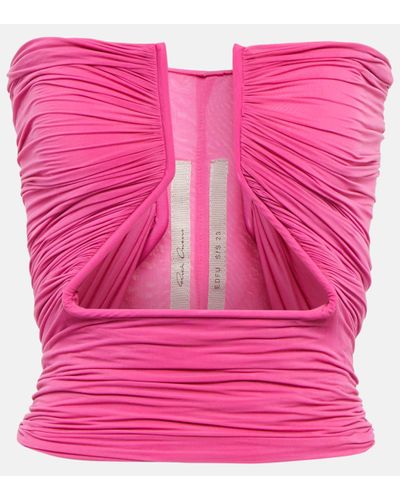 Rick Owens Prong Cutout Ruched Top - Pink