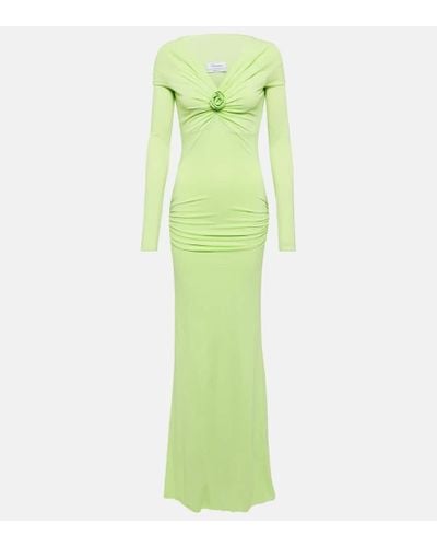 Blumarine Embellished Off-shoulder Gown - Green