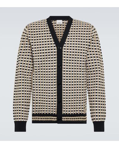 Burberry Cardigan in misto cotone a quadri - Nero