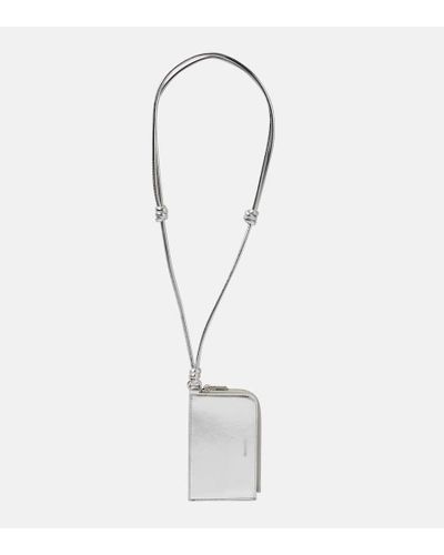 Jil Sander Envelope Leather Card Holder With Strap - White