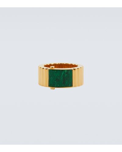 Bottega Veneta 18kt Gold-plated Sterling Silver And Malachite Ring - Green