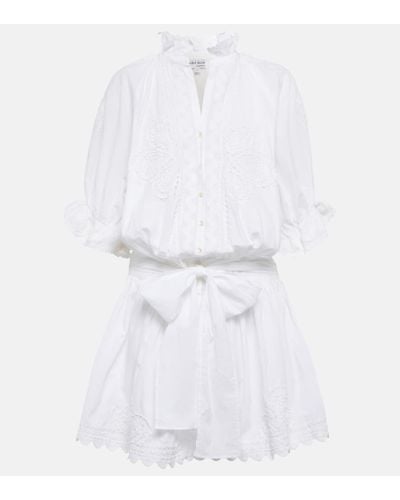 Juliet Dunn Vestido corto de algodon con bordado - Blanco