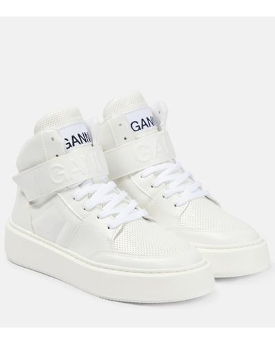 Ganni High-Top Sneakers aus Lederimitat - Weiß