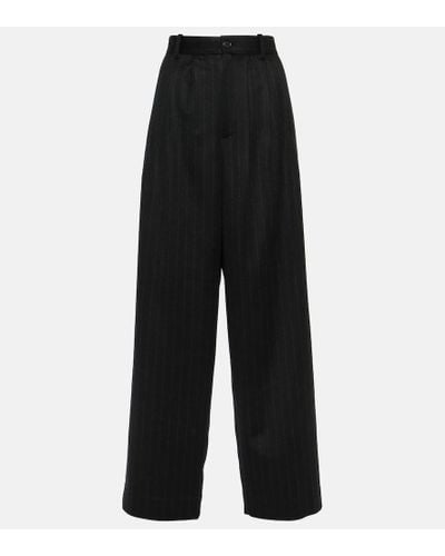 The Row Rufos Pinstripe Cashmere Wide-leg Pants - Black