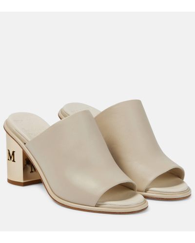 Max Mara Mules Damier en cuir - Neutre