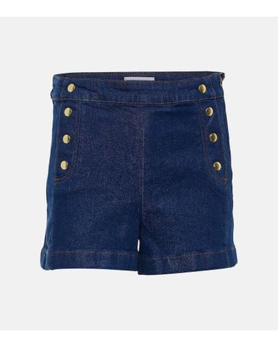 FRAME Shorts Sailor en denim de tiro alto - Azul